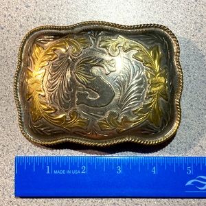 Silver and Gold colored Belt Buckle with the letter “ S “